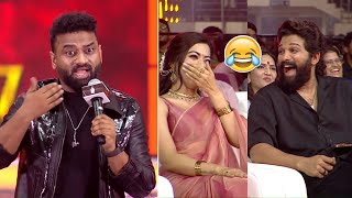 Devi Sri Prasad Hilarious Speech  Allu Arjun Reaction 😂  Pushpa 2 Pre Release Event  Chennai [upl. by Eniowtna]