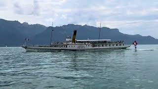 Paddle steamer leaving Vevey Switzerland [upl. by Arytal]