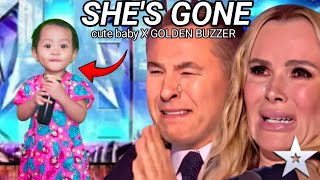 American Got Talent 2023Cute Baby The best singer sang the song quotSHES GONEquot making the judges cry [upl. by Parrnell]