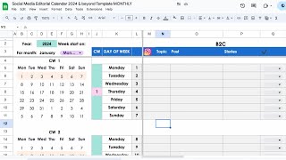 2024 Social Media Planner Calendar in Google Sheets FREE Template [upl. by Eitteb]