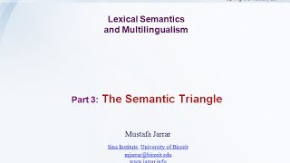 Jarrar Lexical Semantics and Multilingualism Part 35 [upl. by Dranyl]