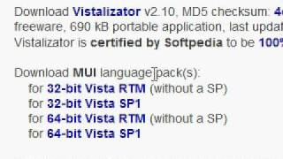 How to change language on all Vista amp Windows 7 versions Vistalizator [upl. by Elfrida]