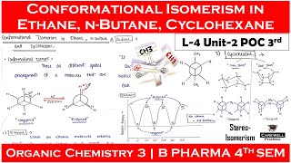 Conformational Isomerism in Ethane nButane and Cyclohexane  Geometrical Isomerism  L4 U2 POC 3 [upl. by Thea]