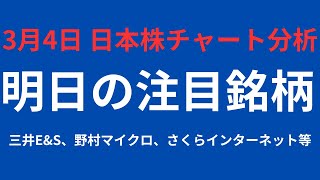 【3月4日】日本株チャート分析｜日経、グロース指数、三井EampS、さくらインターネット、ウェルスナビ等 [upl. by Novonod]