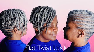 Flat Twist Updo On Natural Hair Super Quick And Easy [upl. by Oirevlis]