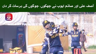 HBL PSL 9 Peshawar Zalmi  Asif Ali amp Saim Ayub rained fours and sixes [upl. by Ilrak]