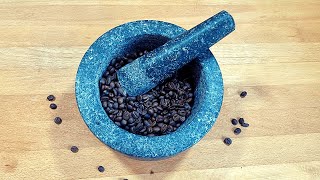 ASMR MORTAR amp PESTLE  Grinding coffee beans for a strong coffee in the morning 😀 [upl. by Aliel737]