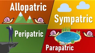 Speciation Allopatric Sympatric Parapatric Petripatric II Types of Speciation [upl. by Myrtice747]