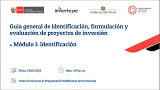 Guía General de identificación formulación y evaluación de proyectos de inversión Identificación [upl. by Aisatna]