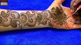 Learn Easiest Henna Mehndi Design  Step by Step Mehendi Designs for Hand  MehndiArtistica 2020 [upl. by Rehtnug]