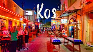 Kos Greece beach bars old town nightlife walking tour 4k Greece Kos 2024 [upl. by Christabelle]