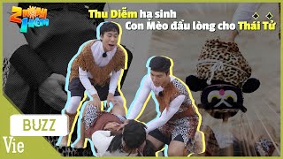 Thu Diễm lên cơn quotđau đẻquot vật vã hạ sinh bé mèo cho thái tử HIEUTHUAHAI  BTS 2 Ngày 1 Đêm [upl. by Vivie223]