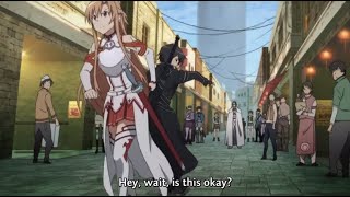 Sword Art Online  Kirito gets dragged by Asuna HD [upl. by Dnomrej]