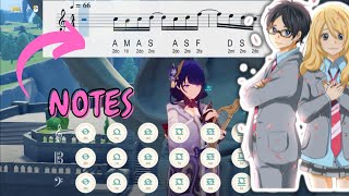 Hikaru Nara 光るなら from Your Lie in April  Genshin Impact Lyre Tutorial [upl. by Auhso]