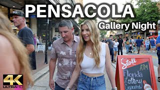 Walking Downtown Pensacola Florida on Gallery Night 4K [upl. by Tonia]