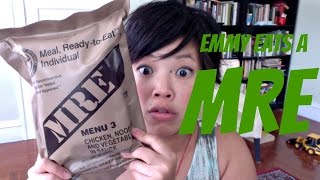 Emmy Eats an MRE  tasting a Meal Ready to Eat [upl. by Olnek]