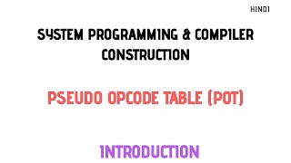 Explain Pseudo Opcode Table What is Pseudo Opcode Table  Short note on POT  SPCC [upl. by Aicrop]