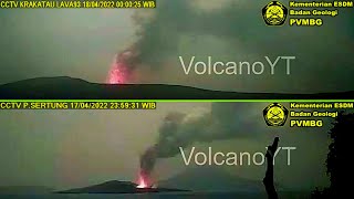 Rekaman 1718 April 2022 Live Krakatau  Indonesias Mount  Anak Krakatoa Volcano Eruption [upl. by Suitangi956]