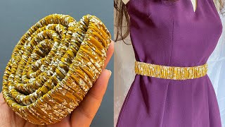 So Easy🌹 How to Make a Belt  Beautiful Fabric Wrapped Elastic Scrunchie Belt  cinto  बेल्ट ਬੈਲਟ [upl. by Cassey]