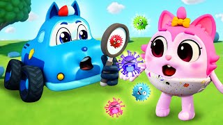 Be Careful Of Bacteria  Be Safety Song  Funny Kids Songs amp Nursery Rhymes by Animal Cars [upl. by Ardnasac258]