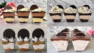 4 Easy NO BAKE Oreo Dessert cup recipes Easy and Yummy [upl. by Han]