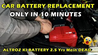 Car Battery Replacement  Tata Altroz Battery Changed  how to change a car battery [upl. by Enra]