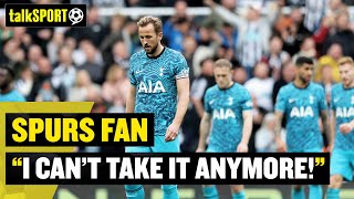 quotI CANT TAKE ANYMOREquot 😔 Spurs fan RANTS after 61 THRASHING vs Newcastle United 😡 [upl. by Aihsilef]