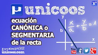 Ecuación canónica o segmentaria de la recta SECUNDARIA unicoos [upl. by Hapte]