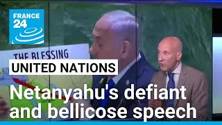 Binyamin Netanyahu addresses the UN General Assembly in a defiant angry and bellicose speech [upl. by Bandler]