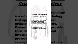 Forensic vs Criminal Psychology ForensicPsychology CriminalPsychology Differences [upl. by Symons635]