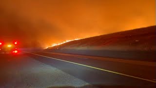 SKY7 over wildfire burning in LivermoreTracy areaWATCH LIVE [upl. by Ardnaek]