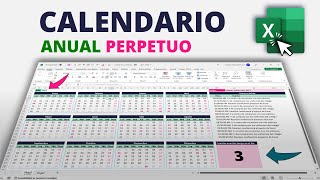 CALENDARIO Anual PERPETUO en Excel Automatizado con Eventos [upl. by Eillo417]