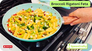 Best broccoli rigatoni feta cheese pasta recipe in 20 minutes Easy healthy mediterranean recipe [upl. by Fabian]