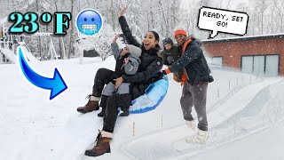 We Turned our Backyard Into a SNOW PARK So Much Fun [upl. by Worth]