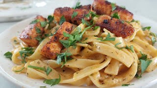 Delicious Salmon Tagliatelle 😋 perfect dinner for 2😍 [upl. by Grover]