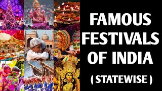 Festivals of India  State wise  Important Indian Festivals  Static Gk  Study Prix [upl. by Ashford]