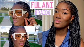 DIY FULANITRIBAL Feedin Braids With Box Braids on Myself [upl. by Bowles]