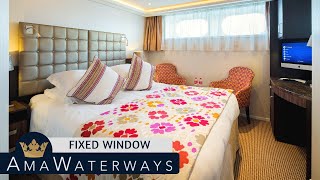 AMA Stella  Fixed Window Stateroom Tour amp Review 4K  AMA Waterways River Cruise Category DE [upl. by Gnah]