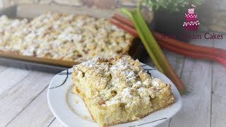 Rhabarber  Streuselkuchen  schneller und saftiger Rhabarberkuchen [upl. by Hallsy]