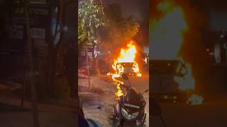 Car Catches Fire Near Moosapet Due To Short Circuit carcatchesfire shorts [upl. by Drofhsa]