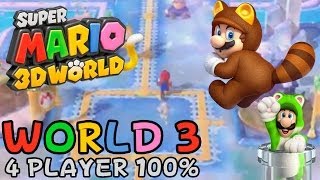 Super Mario 3D World  World 3 4Player 100 walkthrough [upl. by Ashleigh]