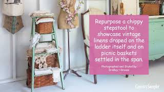 8 Ways to Arrange a Unique Display Shelf  A Country Sampler Design Tutorial [upl. by Kaia]