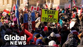 Trucker convoy Thousands descend on Canadas capital to protest COVID19 vaccine mandates  FULL [upl. by Tomasz]