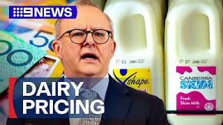 Calls to review dairy prices in supermarkets  9 News Australia [upl. by Ahsei269]