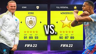 ICONS vs Wonderkids at FULL POTENTIAL in FIFA 22 💥 [upl. by Ylsel]