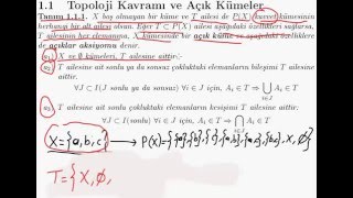 1 TOPOLOJİK UZAYLAR  Topoloji Kavramı ve Açık Kümeler  1 [upl. by Goth]