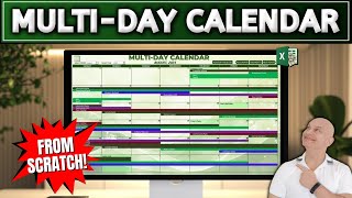 CREATE a MultiDay Calendar in Excel FROM SCRATCH Like a Pro [upl. by Llenwahs]