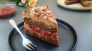 SugarFree Flourless Raspberry Chocolate Cake With Creamy Layer [upl. by Coates]