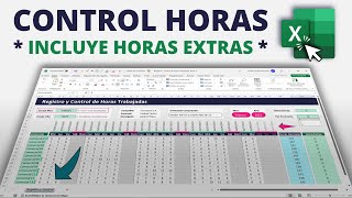 Plantilla para Calcular HORAS TRABAJADAS en Excel  Incluye HORAS EXTRAS Sin Macros [upl. by Nailil]