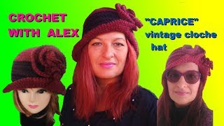 CROCHET CLOCHE HAT IPERBOLIC BRIM AND CURLS quotCAPRICEquot tutorial ALEX [upl. by Kung]